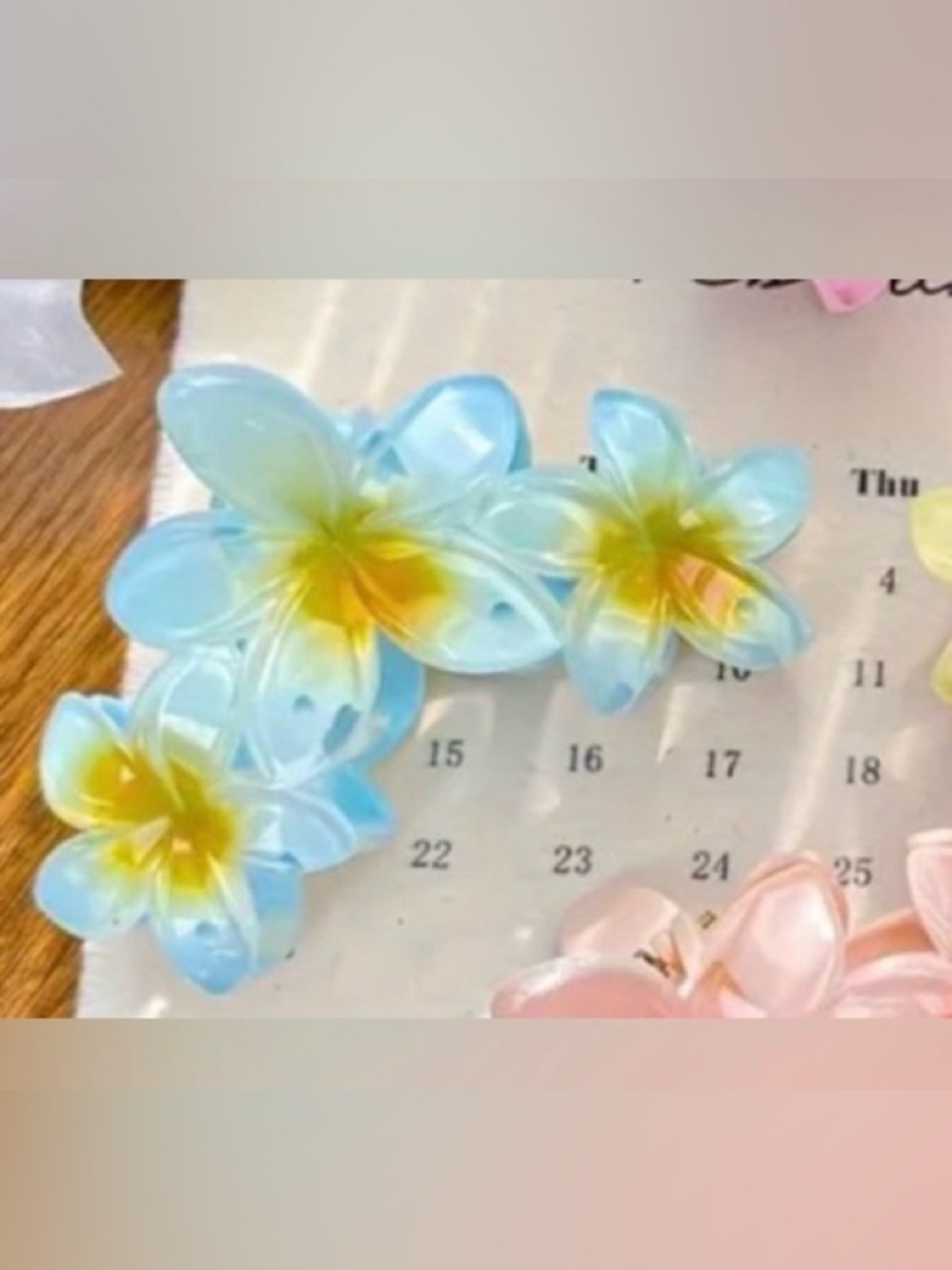 Sky Blue & Yellow Hair Claw Clip, New, Large